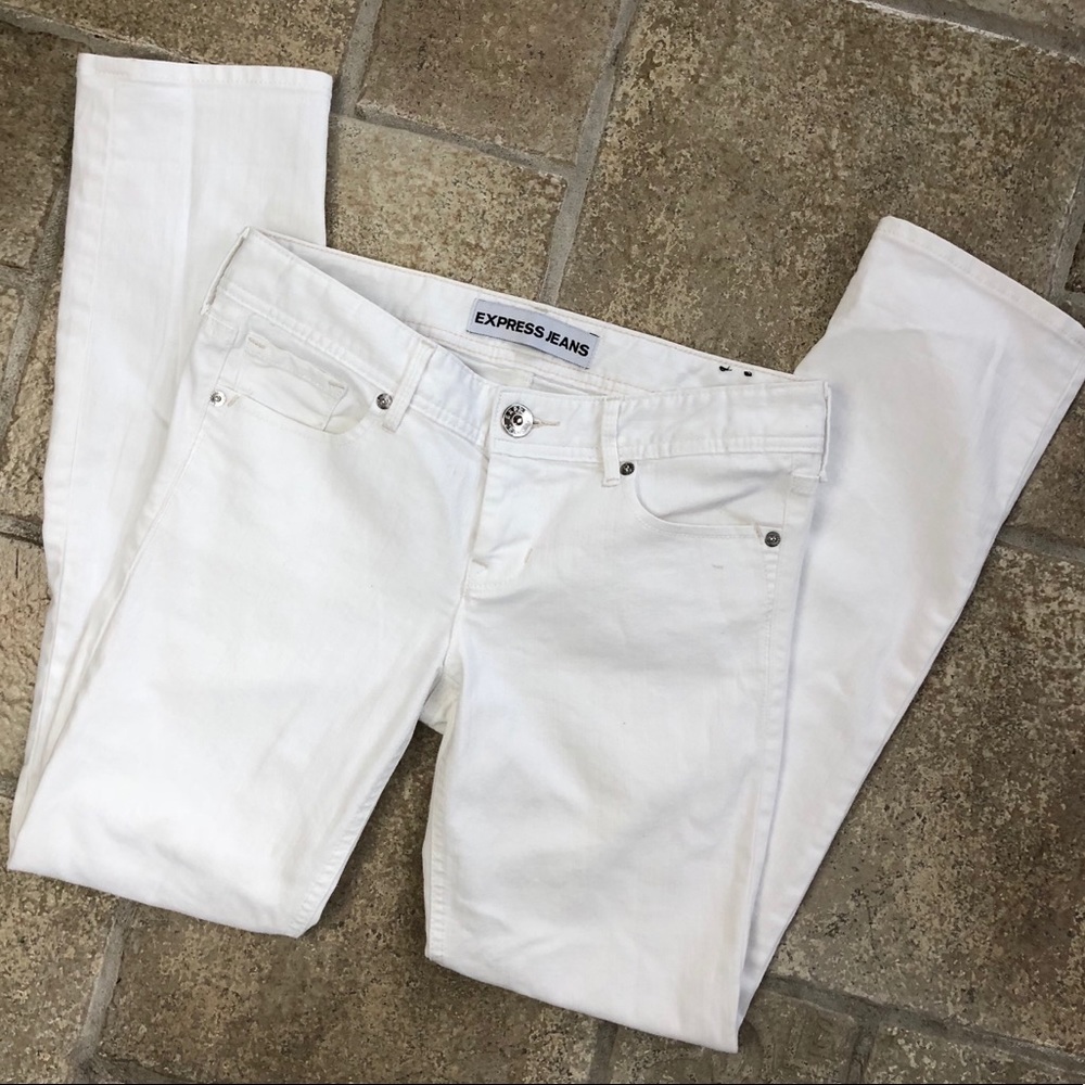 Express White Cropped Skinny Jeans